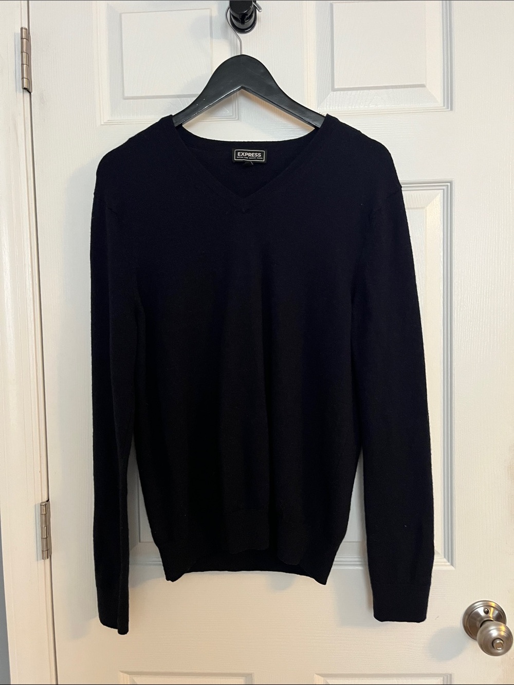 Express Men's Black V-Neck Sweater